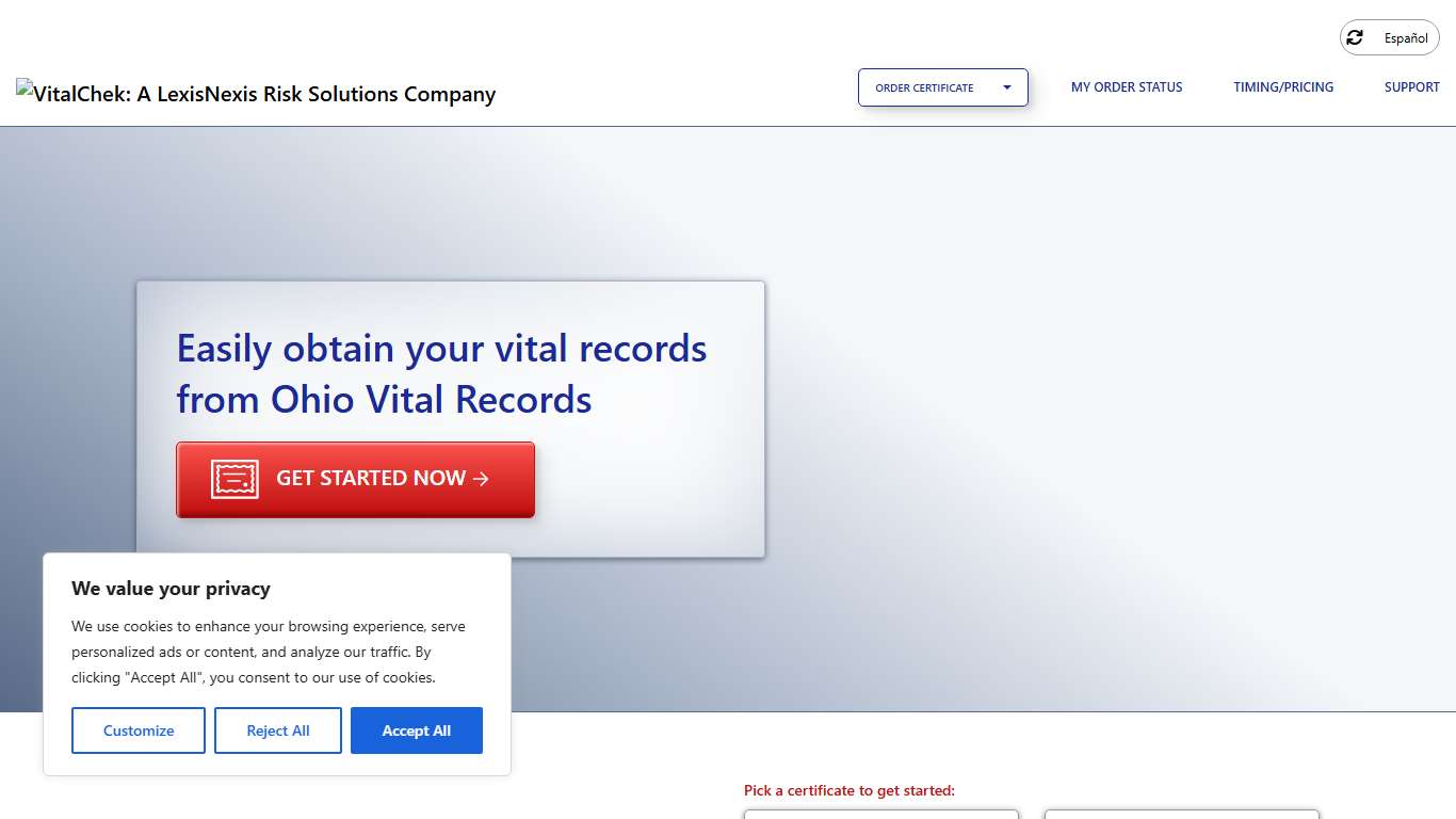 Ohio Vital Records (OH) Order Certificates - VitalChek