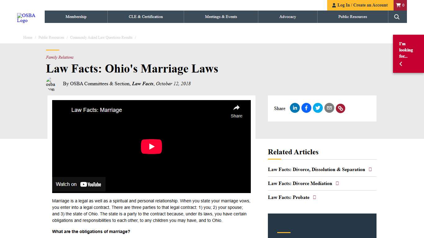 Law Facts: Ohio's Marriage Laws